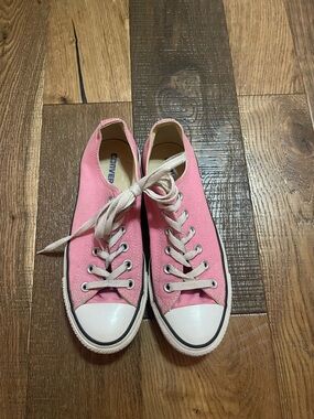 Converse Pink Low-Top Canvas Sneakers with Cream Laces